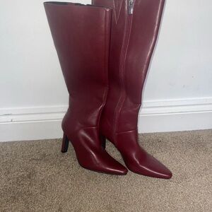 Next Wine Red Heeled Boots